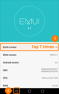 Tap Build number 7 times on Huawei P9