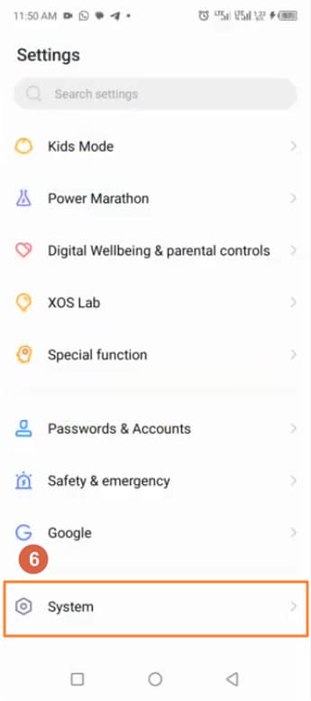 Tap System on Infinix phone