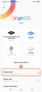Tap Version info on iQOO phone