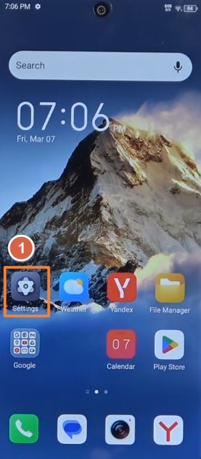 Open Settings on your Itel phone