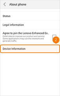 Tap Device Information on Lenovo device