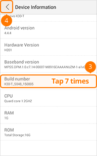 Tap Build number 7 times on Lenovo device