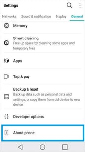 Tap About phone on LG phone