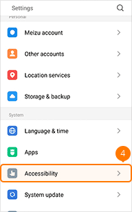 Tap Accessibility on Meizu phone