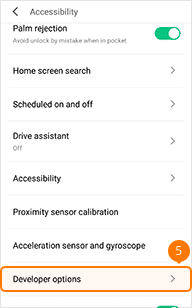 Tap Developer options on Meizu phone