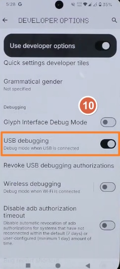 Tap OK to allow USB debugging on Nothing Phone