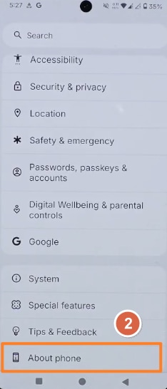 Tap About phone on Nothing Phone