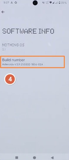 Tap Build number 7 times on Nothing Phone