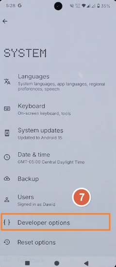 Tap Developer options on Nothing Phone