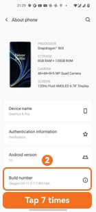 Tap Build number 7 times on OnePlus OxygenOS