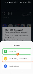 Select Transfer files on OPPO ColorOS