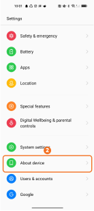 Tap About device on OPPO ColorOS