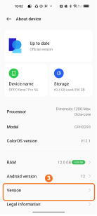 Tap Version on OPPO ColorOS