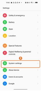 Tap System settings on OPPO ColorOS