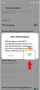Tap OK to allow USB debugging on Realme phone