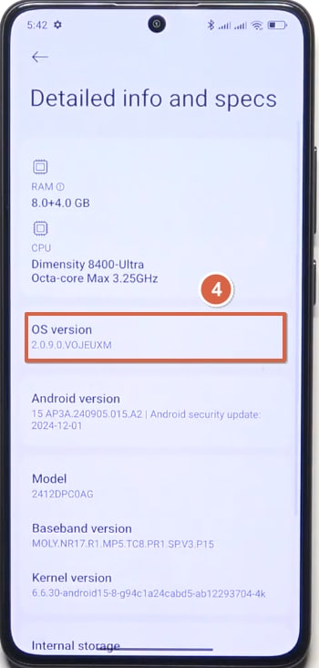 Tap OS version 7 times on POCO phone