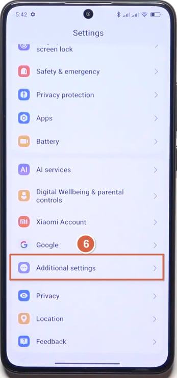 Tap Additional settings on POCO phone
