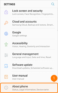 Tap About phone on Samsung Galaxy