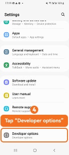 Tap Developer options on Samsung One UI 4 or 5
