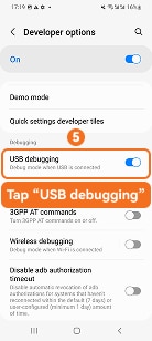 Turn on USB debugging on Samsung One UI 4 or 5