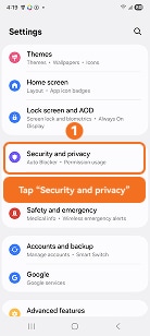 Tap Security and privacy on Samsung One UI 6