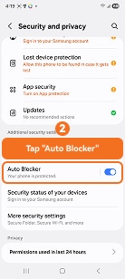 Tap Auto Blocker on Samsung One UI 6