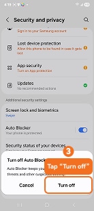 Turn off Auto Blocker on Samsung One UI 6
