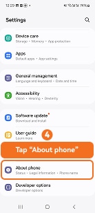 Tap About phone on Samsung One UI 6