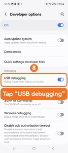 Turn on USB debugging on Samsung One UI 6
