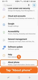 Tap About phone on older Samsung Galaxy models
