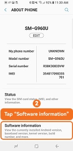 Tap Software information on older Samsung Galaxy models