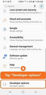 Tap Developer options on older Samsung Galaxy models
