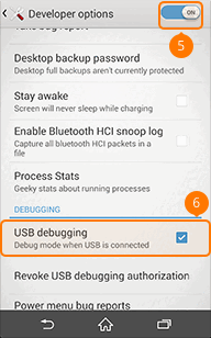 Turn on USB debugging on Sony Xperia