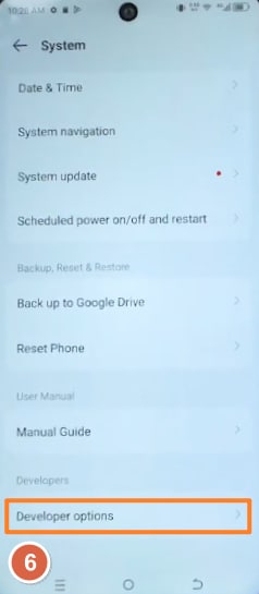 Tap Developer options on Tecno phone