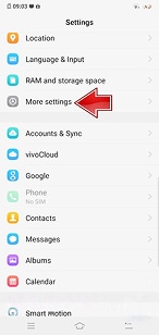 Tap More settings on Vivo phone