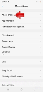 Tap About phone on Vivo phone