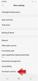 Return to More settings on Vivo phone