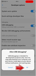 Tap OK to allow USB debugging on Vivo phone