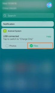 Select Files for USB connection on Vivo phone