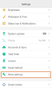 Tap More settings on older Vivo phone