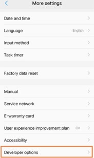 Tap Developer options on older Vivo phone