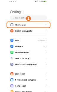 Tap About phone on Xiaomi HyperOS
