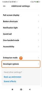 Tap Developer options on Xiaomi MIUI