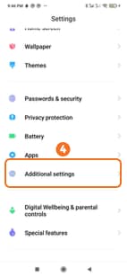 Tap Additional settings on Redmi phone