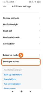 Tap Developer options on Redmi phone