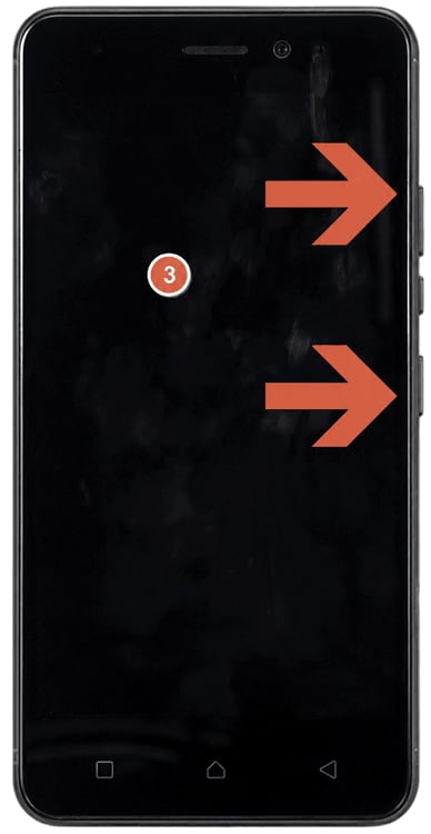 Press and hold Volume Up and Power