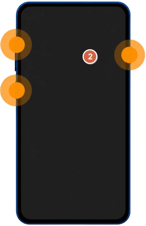 press and hold volume up and side key