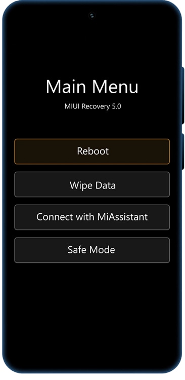 Wait for the mi recovery mode menu