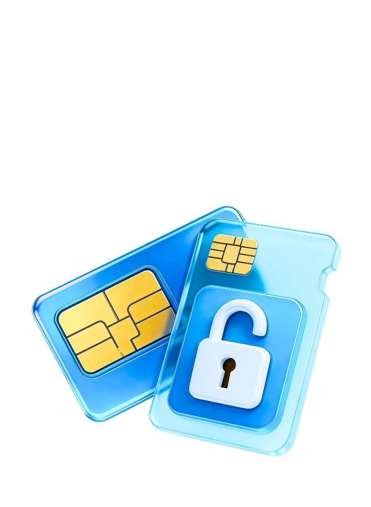 SIM cards and unlocked padlock