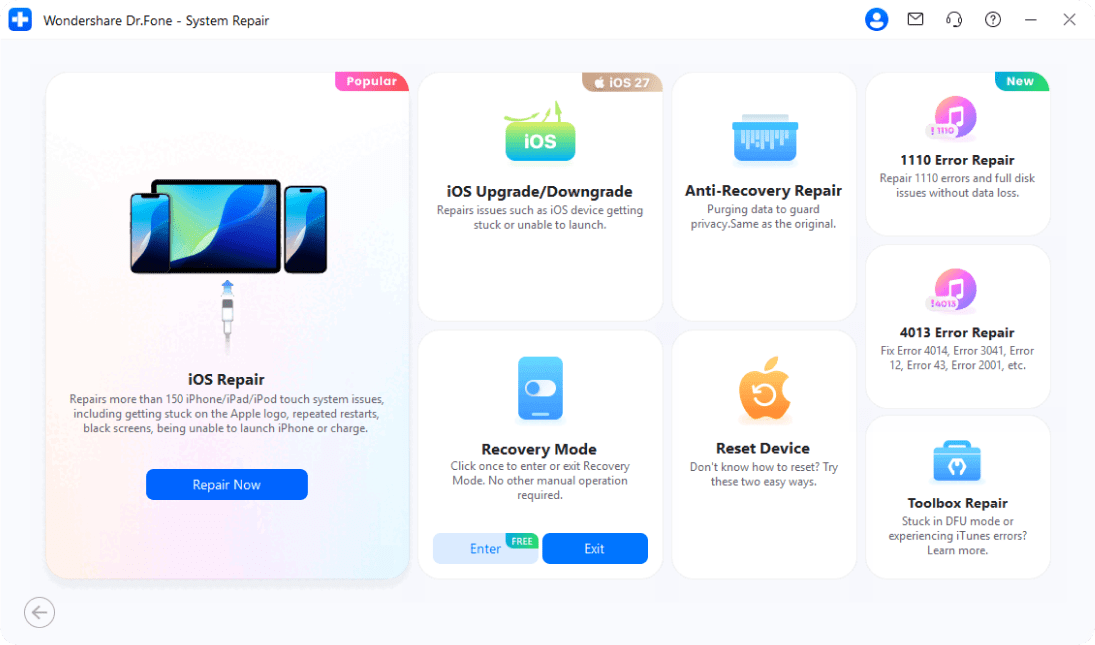 1 click to enter or exit iPhone recovery mode